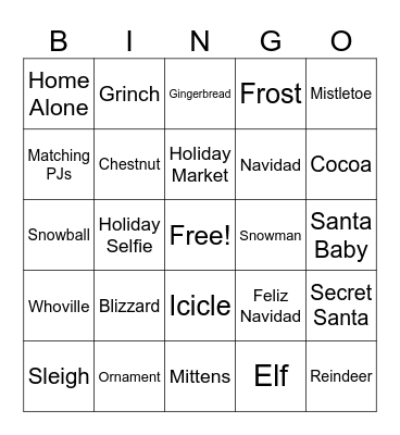 JCFA HOLIDAY KICK-OFF BINGO Card