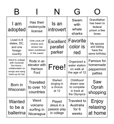Fun Facts BINGO! Bingo Card