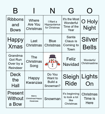 COPO Holiday Bingo Card