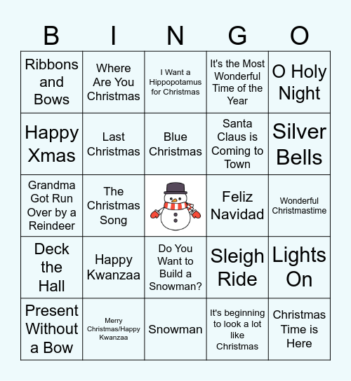 COPO Holiday Bingo Card