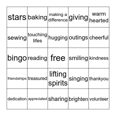 VOLUNTEERS  Bingo Card