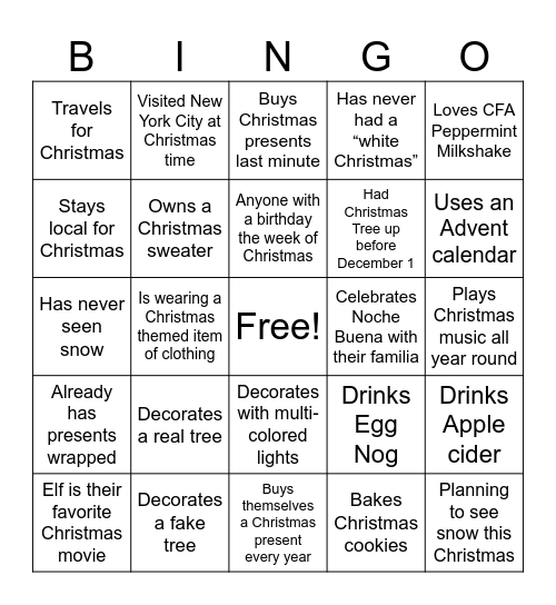 Groups Team Night! Bingo Card