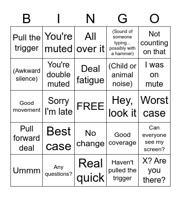 Forecast Call Bingo Card