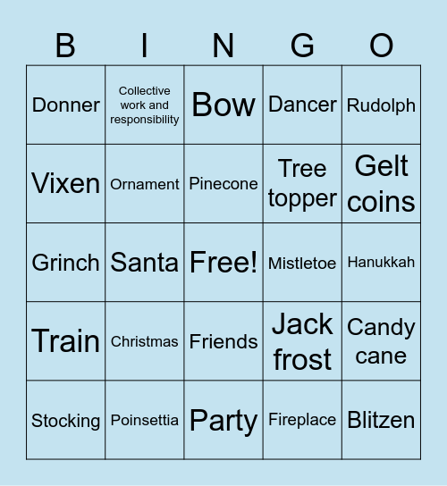 Holiday Party Bingo Card