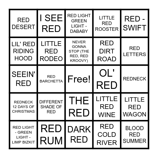 RED Bingo Card