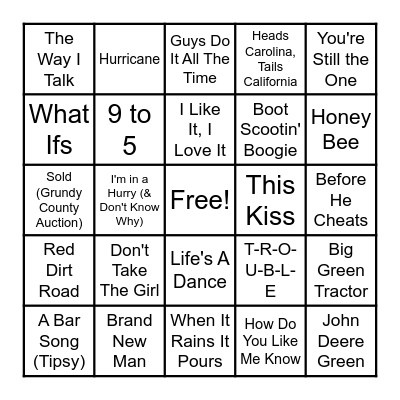Country Hits Bingo Card