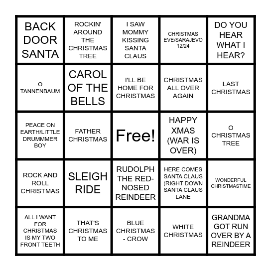 CHRISTMAS Bingo Card