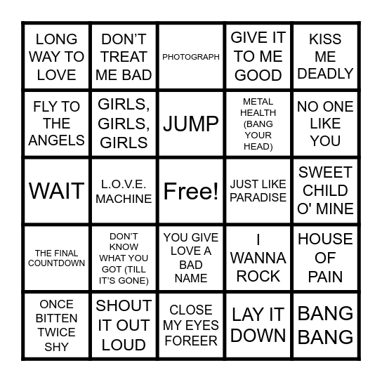 HAIRBANDS Bingo Card