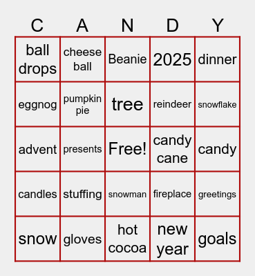 Holiday Bingo Card