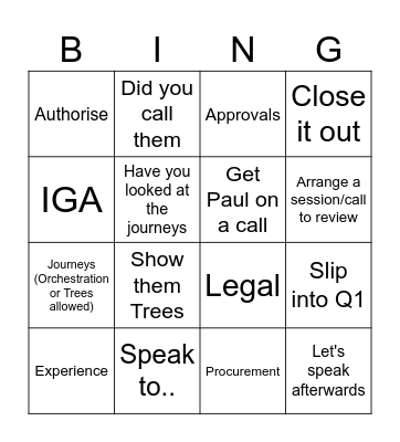 Xmas Bingo Team 1 Bingo Card