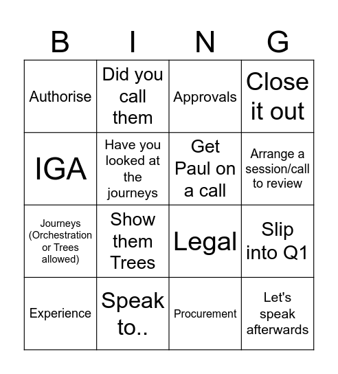 Xmas Bingo Team 1 Bingo Card
