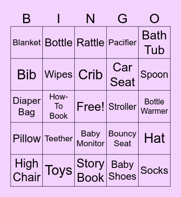 Baby Shower Bingo! Bingo Card