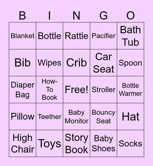 Baby Shower Bingo! Bingo Card