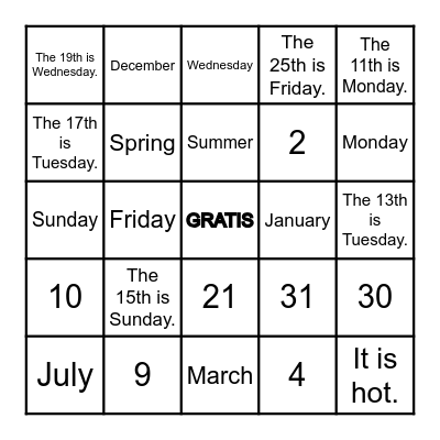 Quarter 2 Bingo (W) Bingo Card