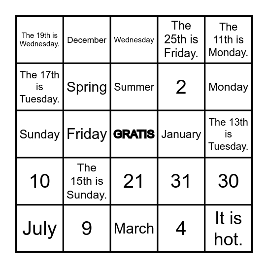 Quarter 2 Bingo (W) Bingo Card