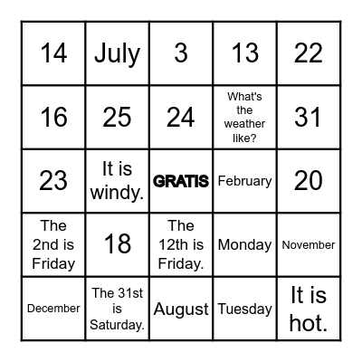 Quarter 2 Bingo (W) Bingo Card