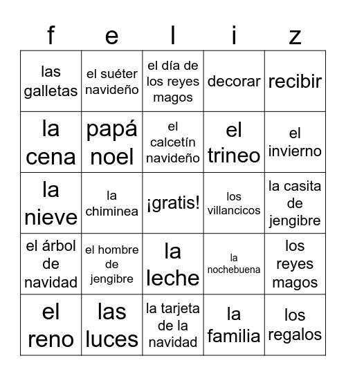 la navidad Bingo Card