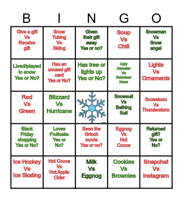 Winter Bingo Card