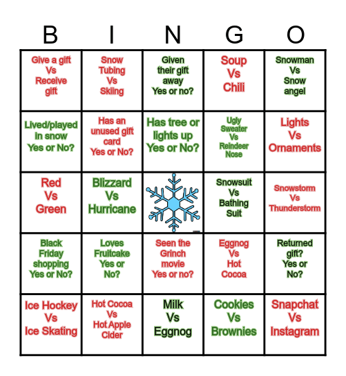 Winter Bingo Card