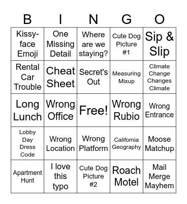 Blooper Bingo 2024 Bingo Card