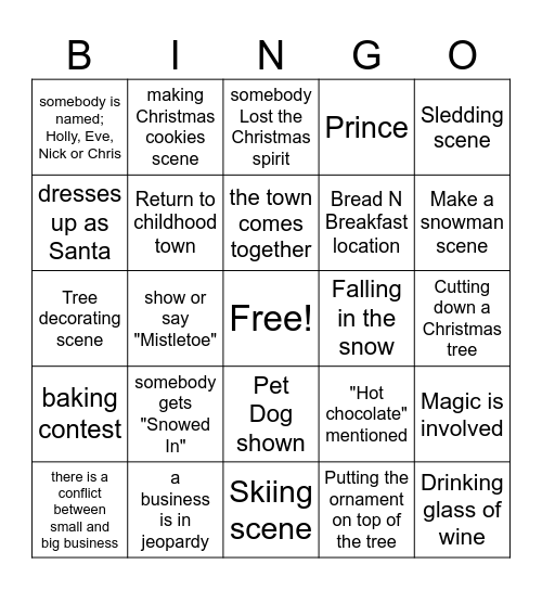 Hallmark Bingo Card