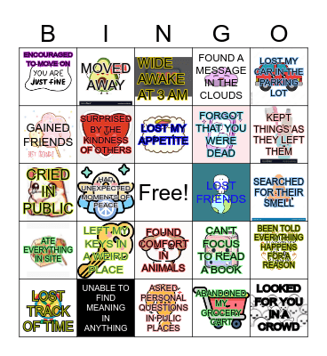 Grief Bingo Card