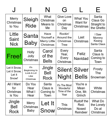 Christmas Songs Bingo Card