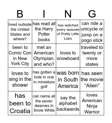 Untitled Bingo Card