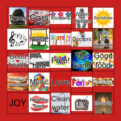 GRATITUDE BINGO! Bingo Card