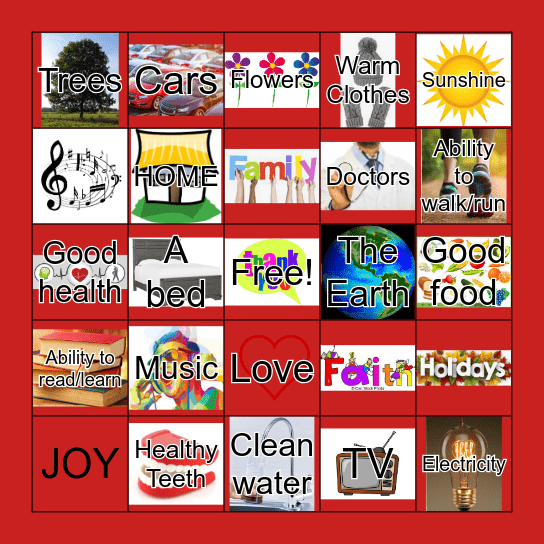 GRATITUDE BINGO! Bingo Card