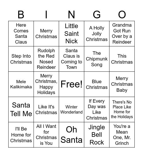 Winter Bingo Card