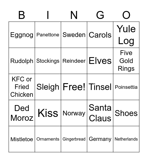 Christmas Bingo Card