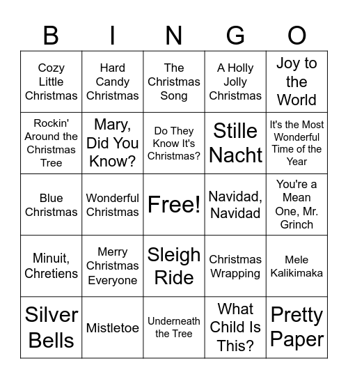 Christmasss Bingo Card