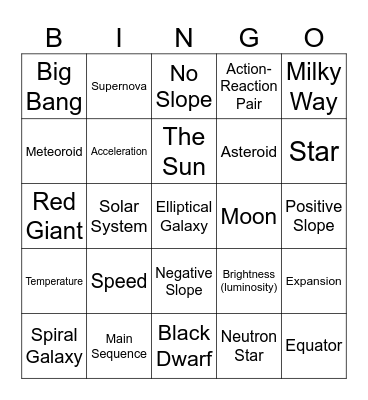 Galaxy-Force Bingo Card