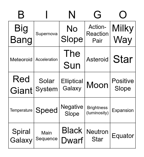 Galaxy-Force Bingo Card