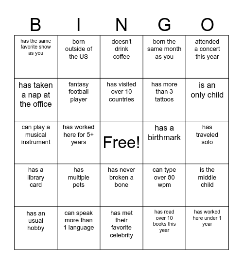 LA office Bingo!! Bingo Card