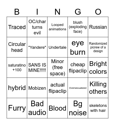 animation cringe Bingo Card