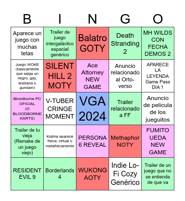 VGA 2024 - YRG EDITION Bingo Card