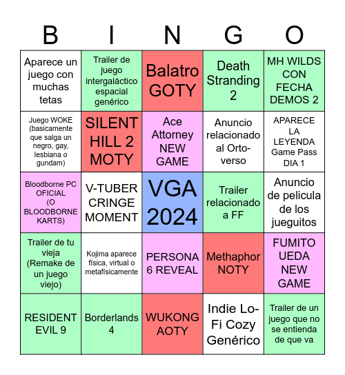 VGA 2024 - YRG EDITION Bingo Card