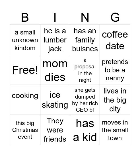 Hallmark  Bingo Card