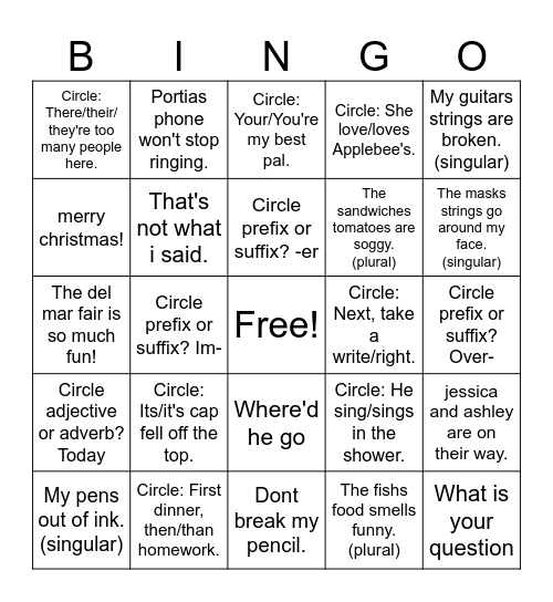 Semi-Finals: Bingo Card