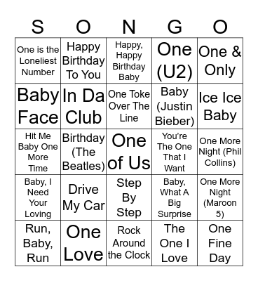 Baby's First Birthday Bingo Card