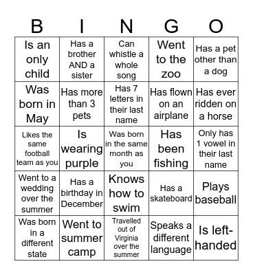 Find someone who... Bingo Card