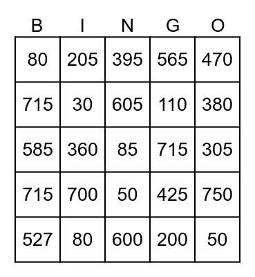 Mathe Bingo Addition Bingo Card