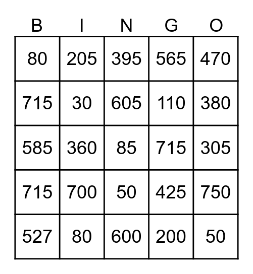 Mathe Bingo Addition Bingo Card