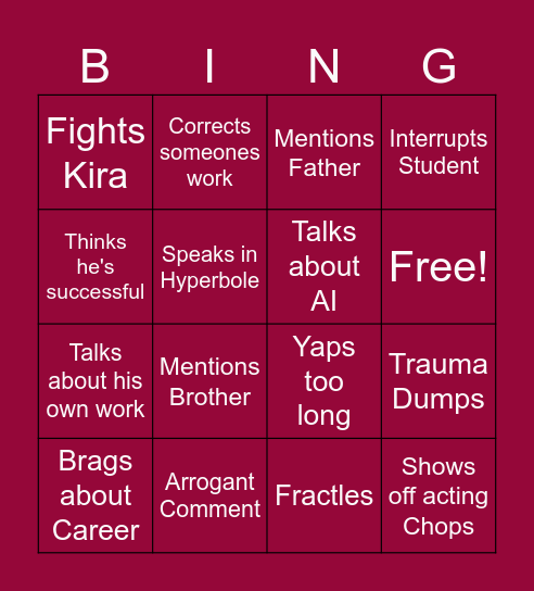 Morgan Bingo Card