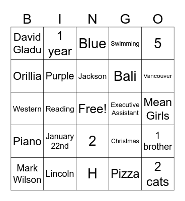 Beverley's 1 Year! Bingo Card