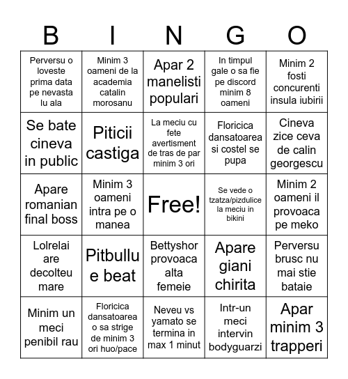 Bingo RXF Bingo Card