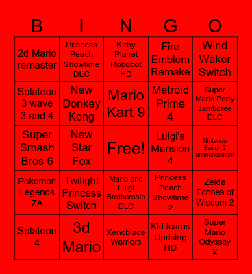 Game Awards bingo Card