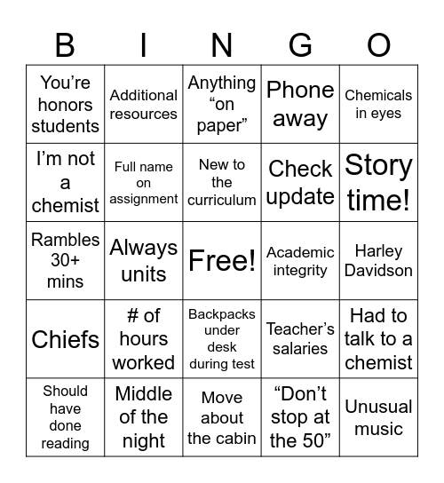 Brungardt Bingo Card